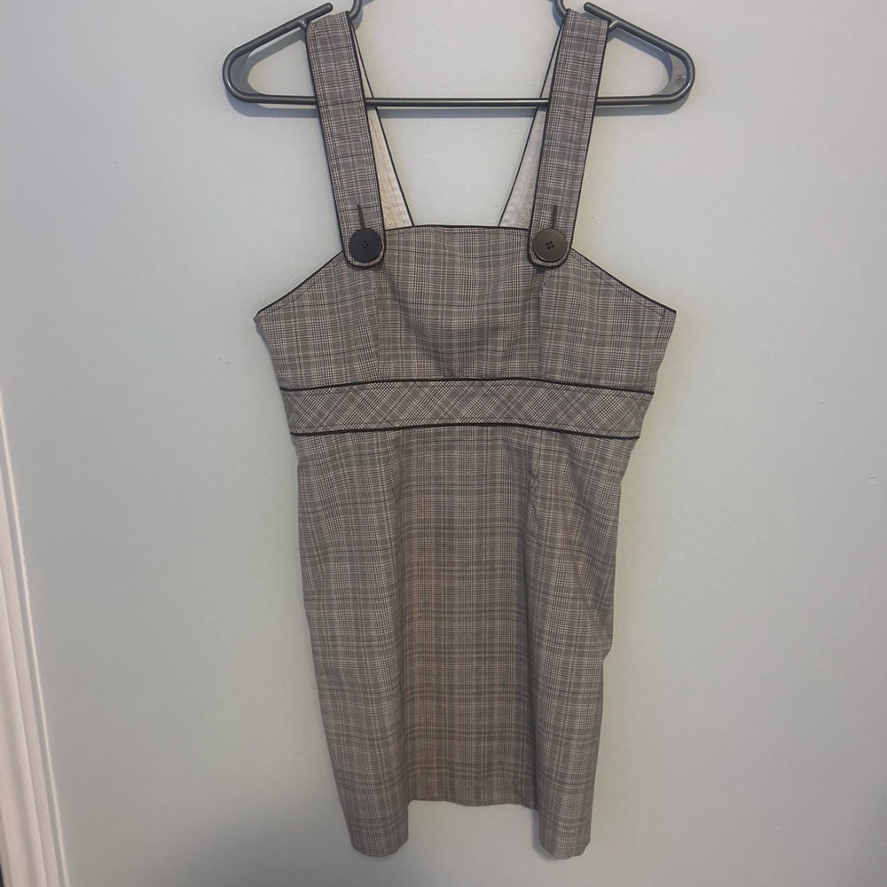 Chic Plaid Mini Dress with Button Straps